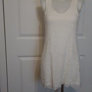 White Keyhole Back Lace Tank Dress XS